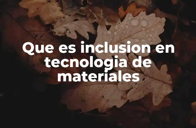 Que es Inclusion en Tecnologia de Materiales