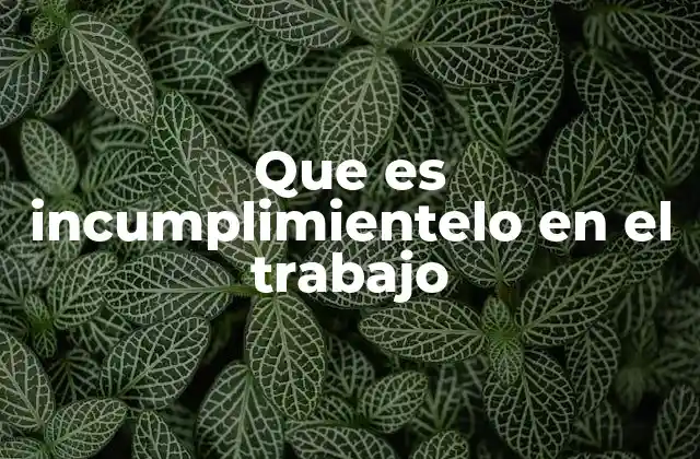 Que es Incumplimientelo en el Trabajo