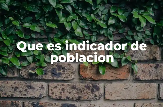 Que es Indicador de Poblacion