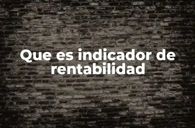 Que es Indicador de Rentabilidad
