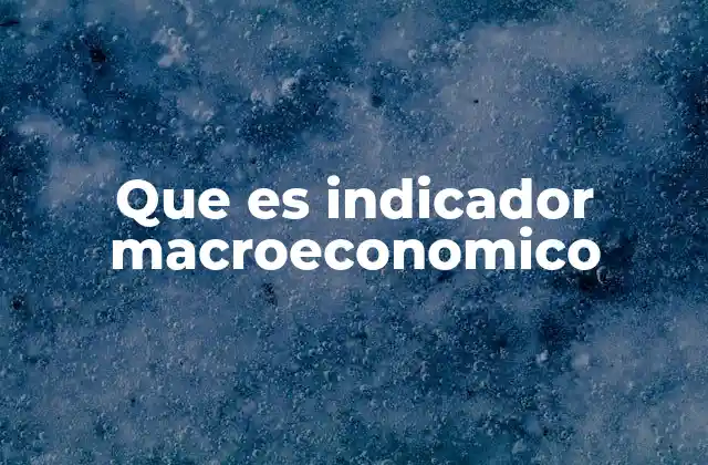 Que es Indicador Macroeconomico