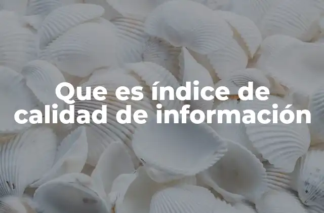 Que es Índice de Calidad de Información