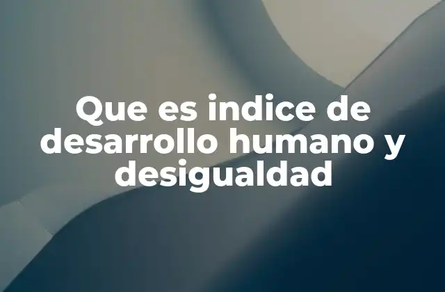 Que es Indice de Desarrollo Humano y Desigualdad
