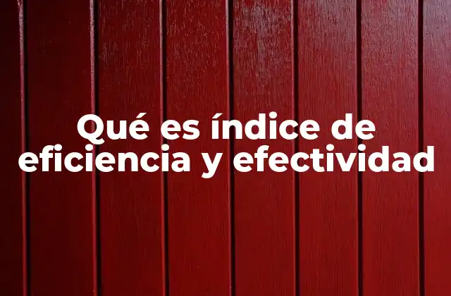 Qué es Índice de Eficiencia y Efectividad