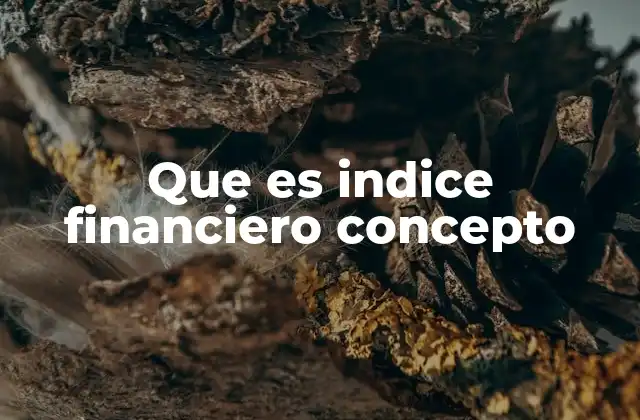 Que es Indice Financiero Concepto