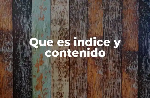 Que es Indice y Contenido