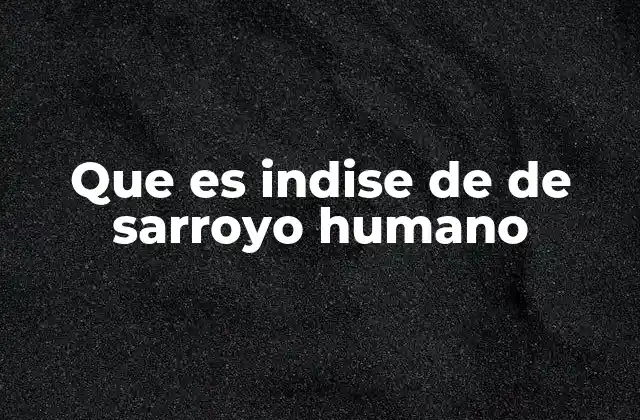Que es Indise de de Sarroyo Humano
