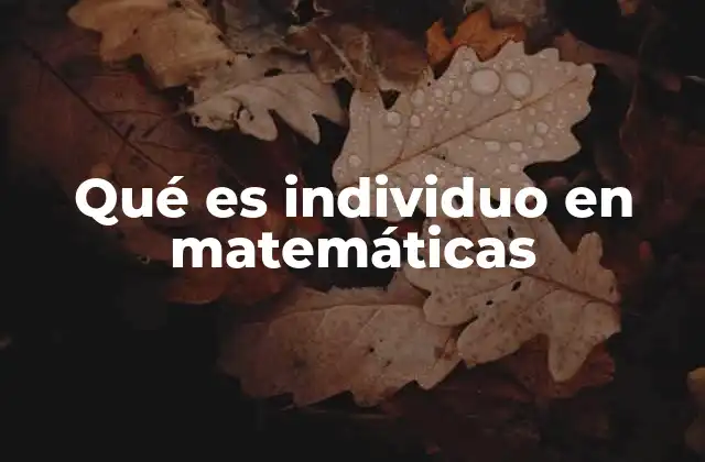 Qué es Individuo en Matemáticas