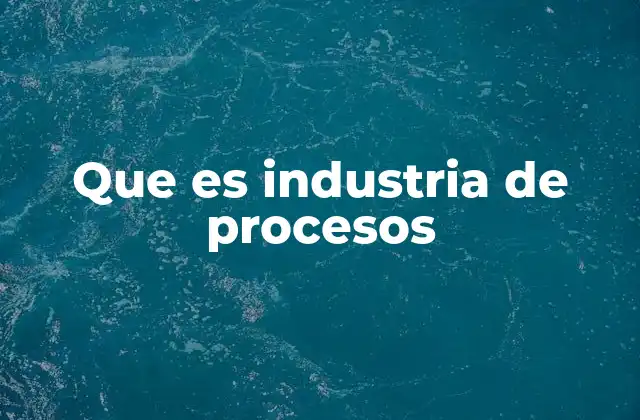 Que es Industria de Procesos