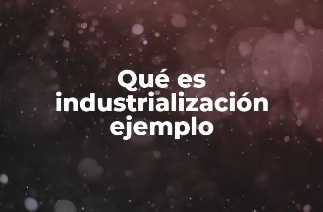 Qué es Industrialización Ejemplo