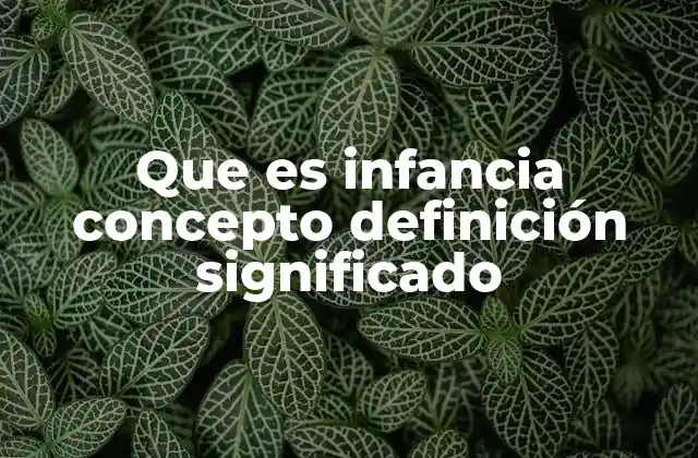 Que es Infancia Concepto Definición Significado