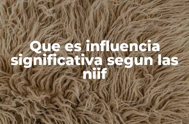 Que es Influencia Significativa Segun las Niif