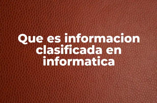Que es Informacion Clasificada en Informatica