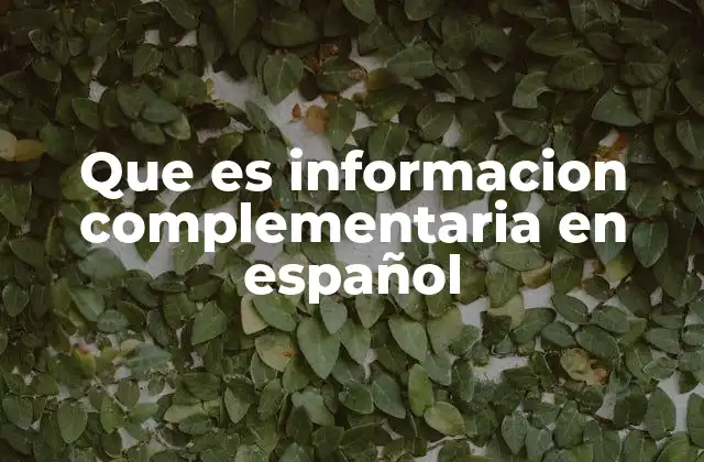 Que es Informacion Complementaria en Español