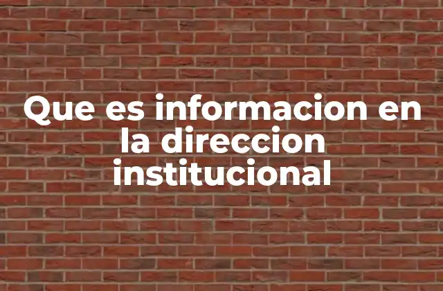 Que es Informacion en la Direccion Institucional