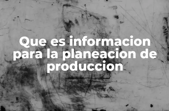 Que es Informacion para la Planeacion de Produccion