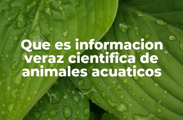 Que es Informacion Veraz Cientifica de Animales Acuaticos
