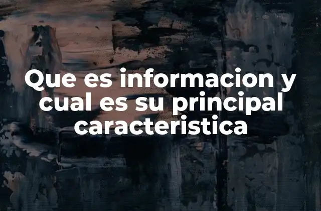 Que es Informacion y Cual es Su Principal Caracteristica