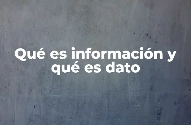 Qué es Información y Qué es Dato