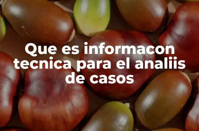 Que es Informacon Tecnica para el Analiis de Casos