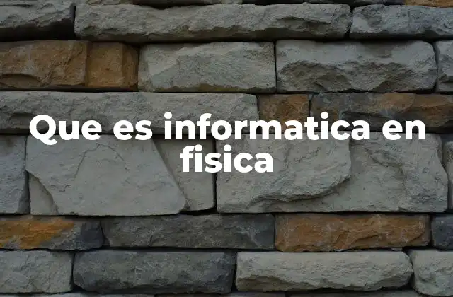 Que es Informatica en Fisica