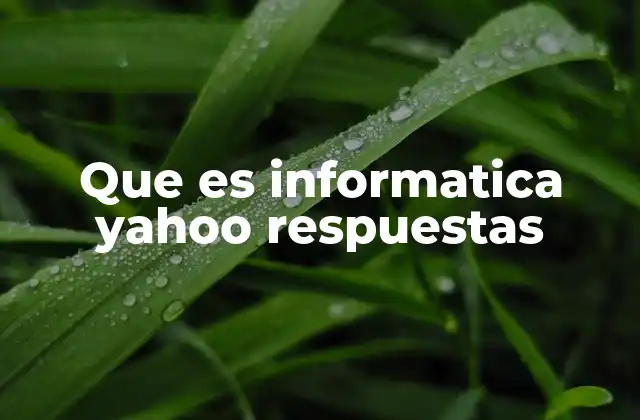Que es Informatica Yahoo Respuestas