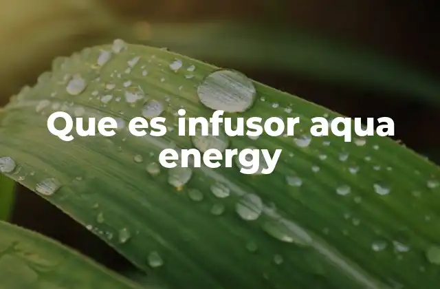 Que es Infusor Aqua Energy