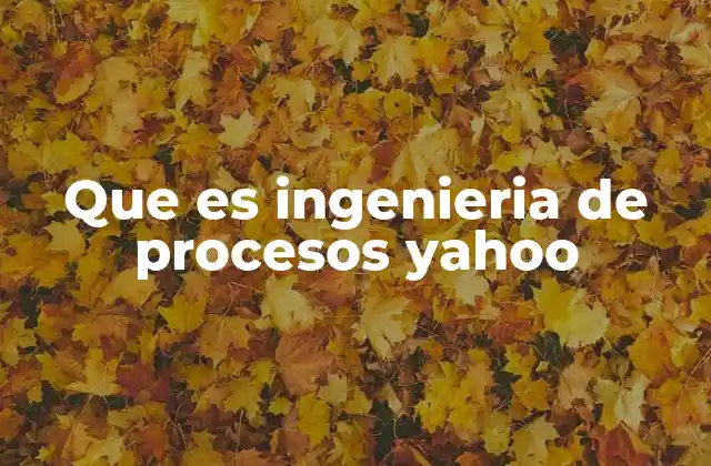 Que es Ingenieria de Procesos Yahoo