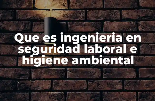 Que es Ingenieria en Seguridad Laboral e Higiene Ambiental