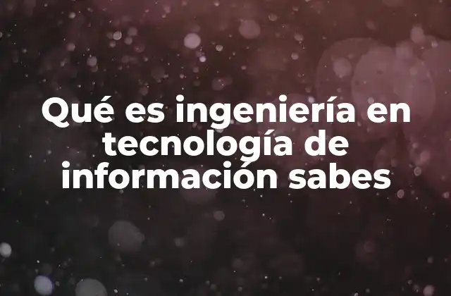 Qué es Ingeniería en Tecnología de Información Sabes