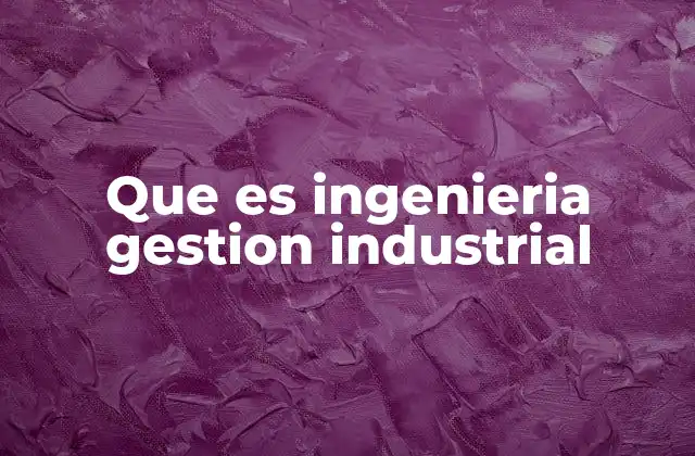 Que es Ingenieria Gestion Industrial