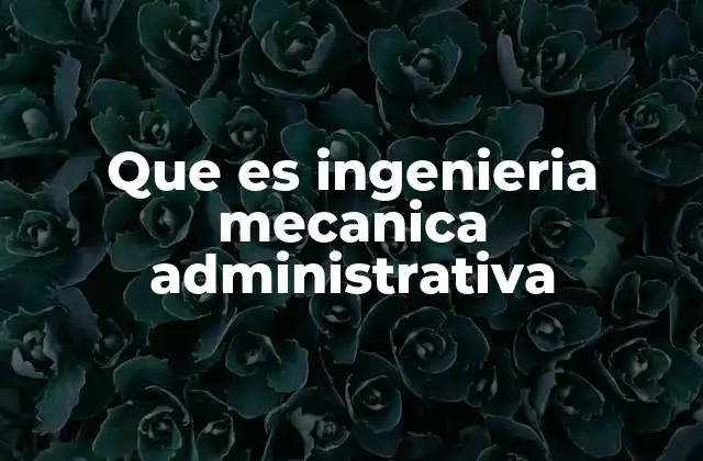 Que es Ingenieria Mecanica Administrativa