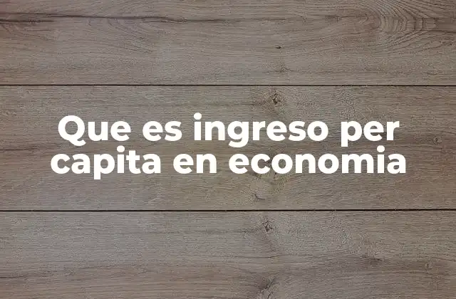 Que es Ingreso Per Capita en Economia