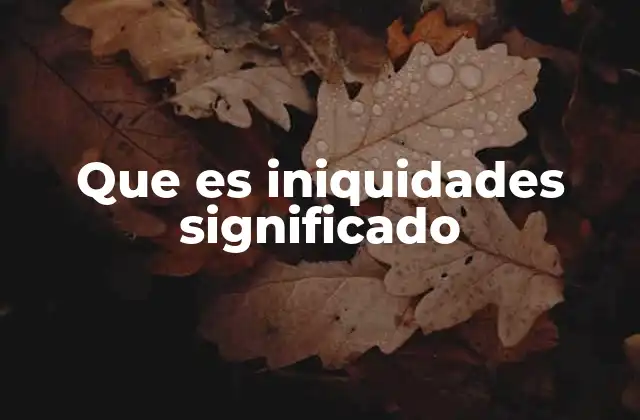 Que es Iniquidades Significado