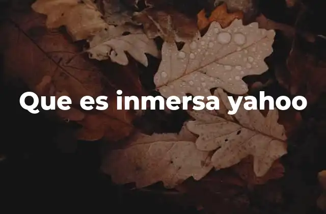 Que es Inmersa Yahoo