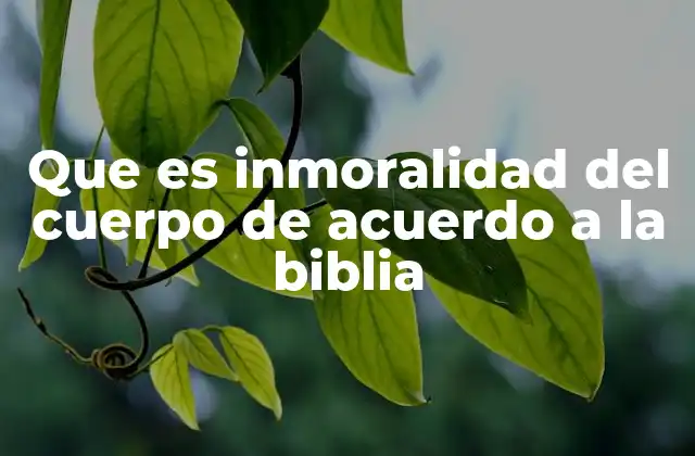 Que es Inmoralidad Del Cuerpo de Acuerdo a la Biblia