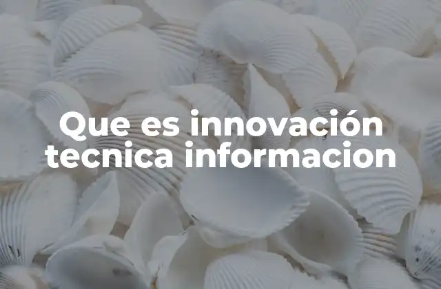 Que es Innovación Tecnica Informacion