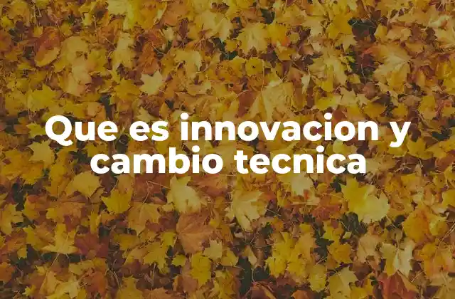 Que es Innovacion y Cambio Tecnica