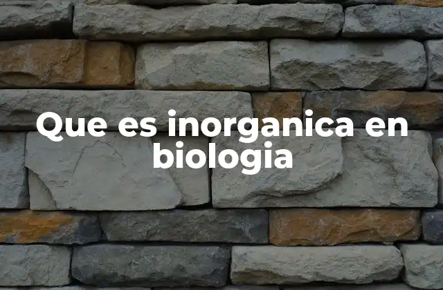 Que es Inorganica en Biologia