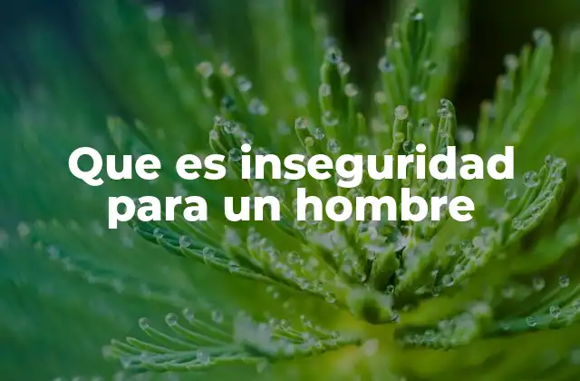 Que es Inseguridad para un Hombre