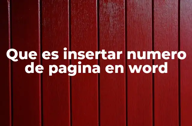 Que es Insertar Numero de Pagina en Word