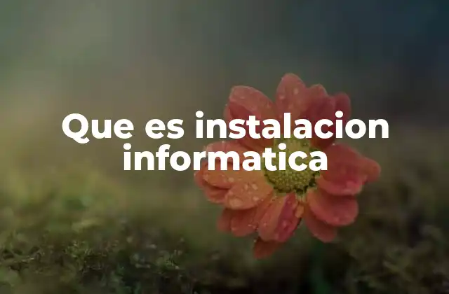 Que es Instalacion Informatica