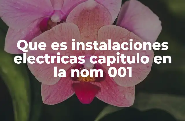 Que es Instalaciones Electricas Capitulo en la Nom 001