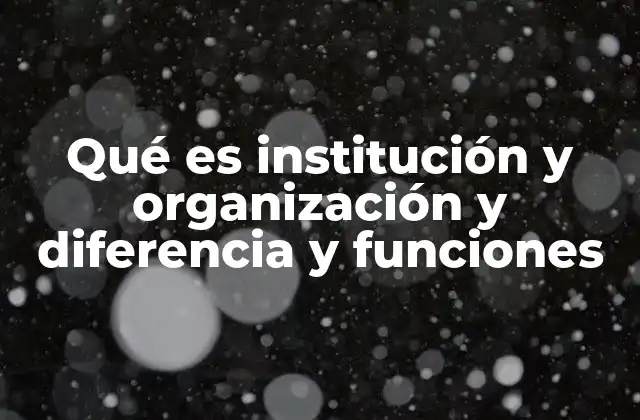 Qué es Institución y Organización y Diferencia y Funciones