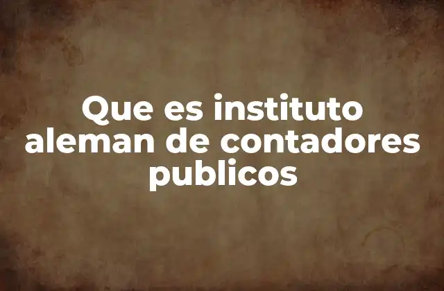 Que es Instituto Aleman de Contadores Publicos