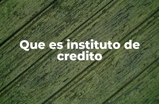 Que es Instituto de Credito