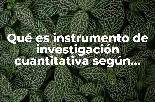 Qué es Instrumento de Investigación Cuantitativa según Autores