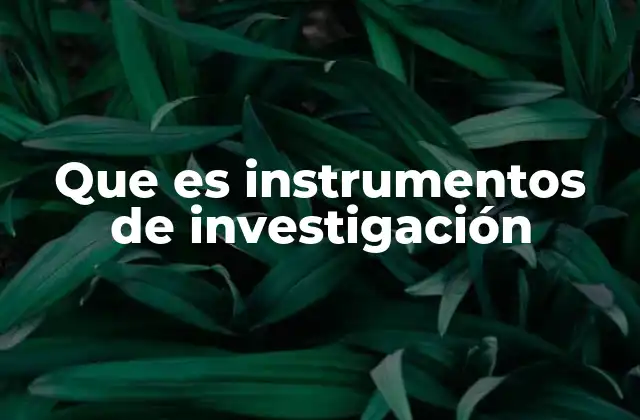 Que es Instrumentos de Investigación