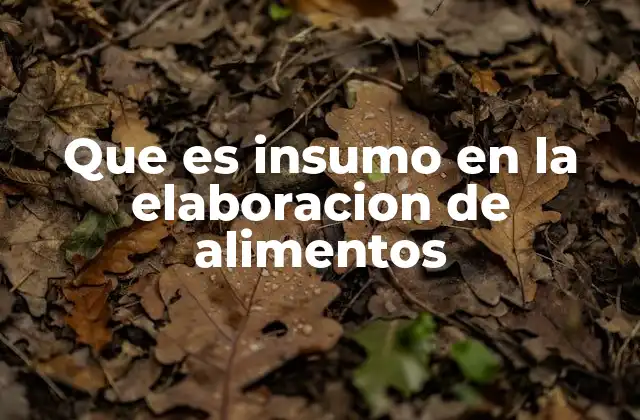 Que es Insumo en la Elaboracion de Alimentos