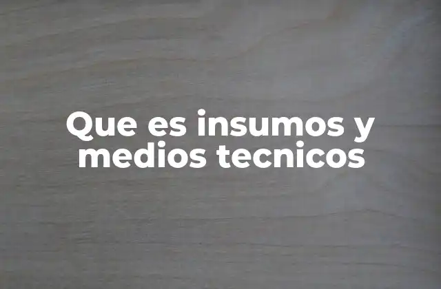 Que es Insumos y Medios Tecnicos